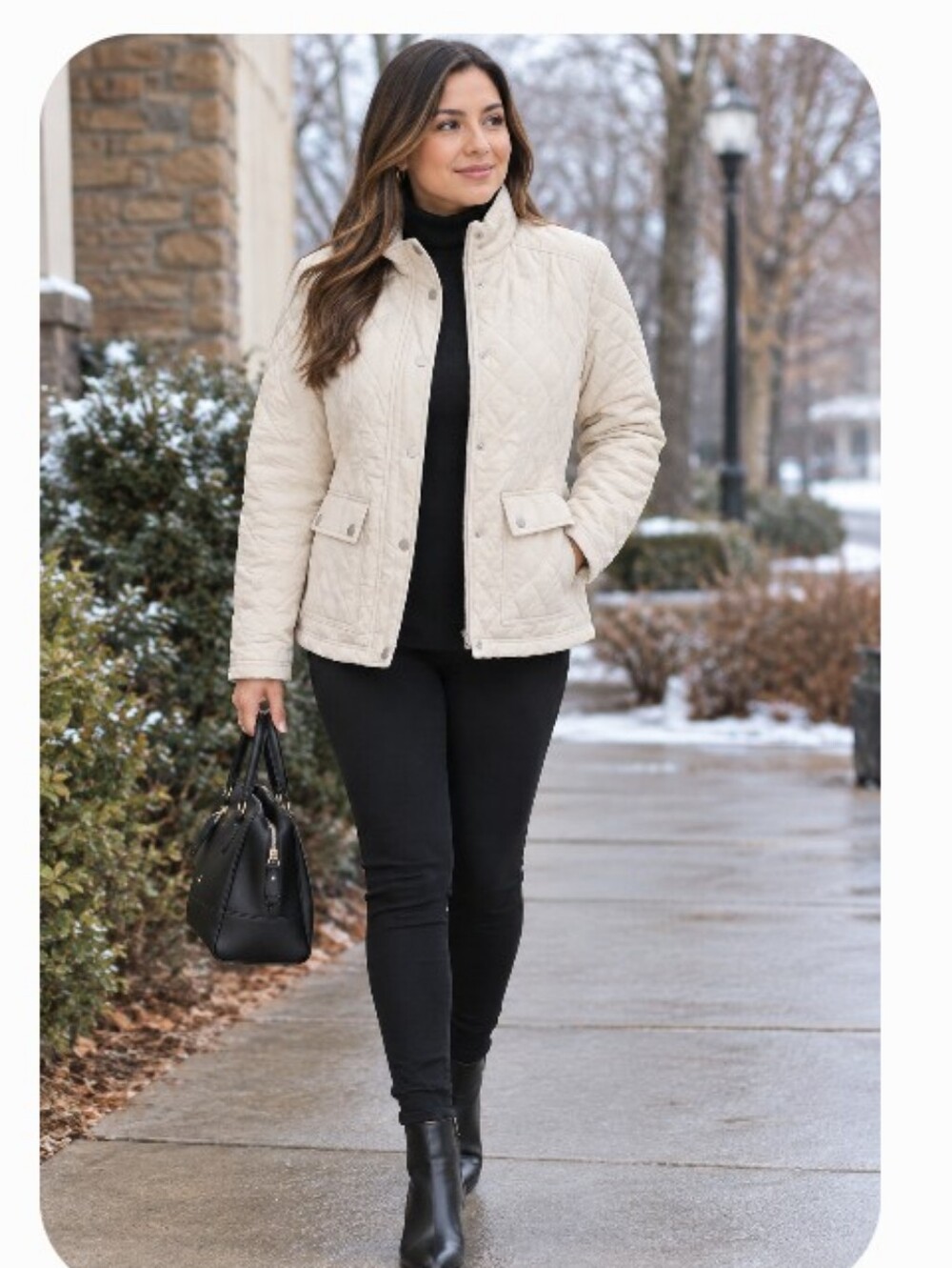 A New Day Quilted Cream Jacket - Women's Lightweight Coat Sz L
